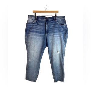 Kut From The Kloth Connie High Rise Fab Ab Crop Light Wash Distressed Jeans 20W